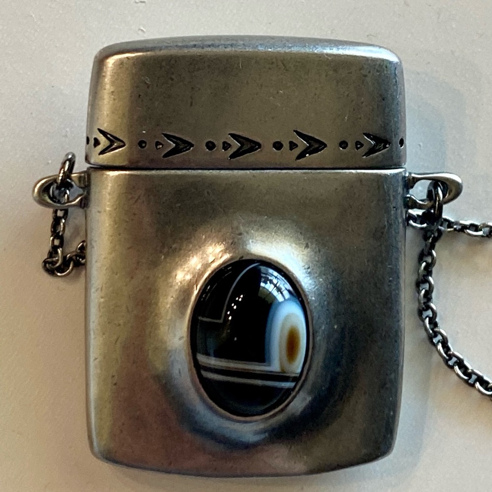 NWT Coach Silver Gem Locket Stone Necklace Compartment Container - Picture 3 of 5